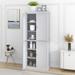 Freestanding Tall Kitchen Pantry, 72.4" Minimalist Kitchen Storage Cabinet Organizer with 4 Doors and Adjustable Shelves