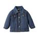 KIMI BEAR Infant Baby Boys Jacket 12 Months Infant Boy Autumn Winter Top 18 Months Infant Boy Casual Lapel Long Sleeve Denim Jacket Denim Blue