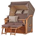 Mr. Deko Strandkorb Komplettset - bene living - Schaalsee Teak - PE grau - Modell 534 - inkl. Liftersystem