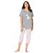 Plus Size Women's 2-Piece Capri PJ Set by Dreams & Co. in Heather Grey Spring Dog (Size 2X) Pajamas