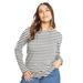 Plus Size Women's Long-Sleeve Crewneck One + Only Tee by June+Vie in White Black Stripes (Size 10/12)