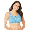 Plus Size Women's Cotton Back-Close Wireless Bra by Comfort Choice in Deep Teal Geo Tile (Size 38 C)