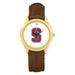 Unisex Gold/Brown Stanford Cardinal Team Logo Leather Wristwatch