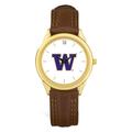 Unisex Gold/Brown Washington Huskies Team Logo Leather Wristwatch