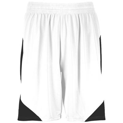 Augusta Sportswear 1733 Step-Back Basketball Shorts in White/Black size Small | Polyester