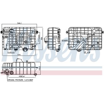 NISSENS Ausgleichsbehälter, Kühlmittel Universal mit Kühlmittelstandsensor für MERCEDES-BENZ A9605014203 9605018703 A9605018703 996053 Image