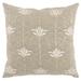 20 Inch Square Linen Accent Throw Pillow, Foil Design, Floral, Beige, Gold