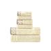 Noa 6 Piece Soft Egyptian Cotton Towel Set, Solid Damask Pattern, Beige