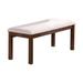 48 Inch Classic Fabric Upholstered Dining Bench, Pine Wood, Ivory and Brown