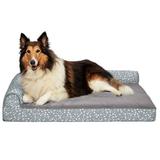 FurHaven Plush Fur & Almond Print Cooling Gel Top Deluxe L-Chaise Pet Bed Polyester/Memory Foam in Gray | 8 H x 16 W x 19 D in | Wayfair 84536097