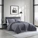 Kenneth Cole Solid Velvet Charcoal Reversible Quilt Set Polyester/Polyfill in Gray | King Quilt + 2 King Shams | Wayfair USHSA91227879