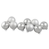 Northlight Seasonal 10ct Silver Shiny & Matte Glass Ball Christmas Ornaments 1.75" (45mm) Glass in Gray/Yellow | 1.75 H x 6 W x 9 D in | Wayfair