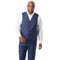 Men's Big & Tall KS Signature Easy Movement® 5-Button Suit Vest by KS Signature in Navy Check (Size 60)