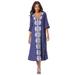 Plus Size Women's Embroidered Long Dress by Roaman's in Navy Medallion Embroidery (Size 22/24)