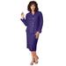 Plus Size Women's Two-Piece Skirt Suit with Shawl-Collar Jacket by Roaman's in Midnight Violet (Size 20 W)