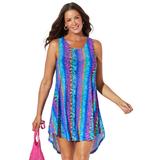 Plus Size Women's Quincy Mesh High Low Cover Up Tunic by Swimsuits For All in Psychedelic Zebra (Size 22/24)