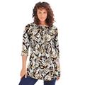 Plus Size Women's Boatneck Ultimate Tunic with Side Slits by Roaman's in Natural Fresh Floral (Size 26/28) Long Shirt