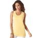 Plus Size Women's Scoopneck Tank by Roaman's in Banana (Size L) Top 100% Cotton Layering A-Shirt