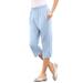 Plus Size Women's Soft Knit Capri Pant by Roaman's in Pale Blue (Size 1X)