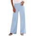 Plus Size Women's Wide-Leg Soft Knit Pant by Roaman's in Pale Blue (Size S) Pull On Elastic Waist