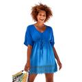 Plus Size Women's Renee Ombre Cover Up Dress by Swimsuits For All in Royal Ocean Drive Dip Dye (Size 10/12)