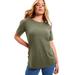 Plus Size Women's Short-Sleeve Crewneck One + Only Tee by June+Vie in Dark Olive Green (Size 14/16)