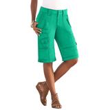 Plus Size Women's Cargo Shorts by Roaman's in Tropical Emerald (Size 38 W)