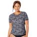 Plus Size Women's Chlorine Resistant Swim Tee by Swimsuits For All in Black Abstract Stripe (Size 20)