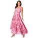 Plus Size Women's Georgette Flyaway Maxi Dress by Jessica London in Pink Burst Painted Scroll (Size 24 W)