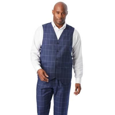 Men's Big & Tall KS Signature Easy Movement® 5-Button Suit Vest by KS Signature in Navy Check (Size 48)