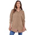 Plus Size Women's Kate Tunic Big Shirt by Roaman's in Brown Sugar (Size 22 W) Button Down Tunic Shirt