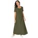 Plus Size Women's T-Shirt Maxi Dress by Jessica London in Dark Olive Green (Size 14)