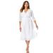 Plus Size Women's Stretch Lace A-Line Dress by Jessica London in White (Size 16 W) V-Neck 3/4 Sleeves