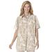 Plus Size Women's Three-Quarter Sleeve Peachskin Button Front Shirt by Woman Within in New Khaki Paisley (Size 4X) Button Down Shirt