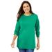 Plus Size Women's Perfect Long-Sleeve Crewneck Tee by Woman Within in Tropical Emerald (Size 4X) Shirt