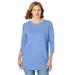 Plus Size Women's Perfect Three-Quarter Sleeve Crewneck Tee by Woman Within in French Blue (Size L)