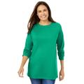 Plus Size Women's Perfect Long-Sleeve Crewneck Tee by Woman Within in Tropical Emerald (Size 1X) Shirt