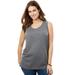 Plus Size Women's Perfect Scoopneck Tank by Woman Within in Medium Heather Grey (Size 5X) Top