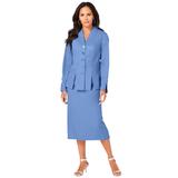 Plus Size Women's Two-Piece Skirt Suit with Shawl-Collar Jacket by Roaman's in French Blue (Size 14 W)