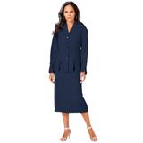 Plus Size Women's Two-Piece Skirt Suit with Shawl-Collar Jacket by Roaman's in Navy (Size 32 W)