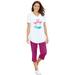 Plus Size Women's Two-Piece V-Neck Tunic & Capri Set by Woman Within in Flamingo Love (Size 2X)