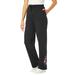 Plus Size Women's Better Fleece Sweatpant by Woman Within in Black Floral Embroidery (Size 1X)