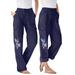 Plus Size Women's Convertible Length Cargo Pant by Woman Within in Navy Floral Embroidery (Size 38 W)