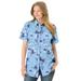 Plus Size Women's Perfect Short Sleeve Shirt by Woman Within in Sky Blue Pretty Bloom (Size 1X)