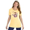 Plus Size Women's Graphic Tee by Woman Within in Banana Kitten (Size 14/16) Shirt