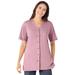 Plus Size Women's 7-Day Short-Sleeve Baseball Tunic by Woman Within in Dusty Pink (Size 30/32)