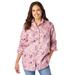 Plus Size Women's Soft Sueded Moleskin Shirt by Woman Within in Dusty Pink Pretty Floral (Size 2X) Button Down Shirt