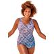 Plus Size Women's Sarong Front One Piece Swimsuit by Swimsuits For All in Blue Faded (Size 16)