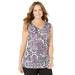 Plus Size Women's AnyWear V-Neck Tank by Catherines in Black Graphic Scroll (Size 6X)