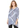 Plus Size Women's AnyWear Fluid Tunic by Catherines in Navy Scarf Print (Size 1X)